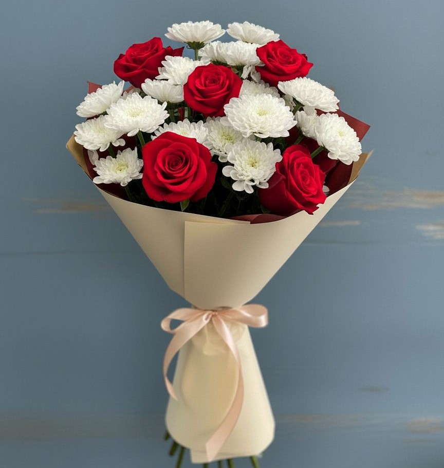 Букет цветов из: Розы и Хризантемы в Дмитровске