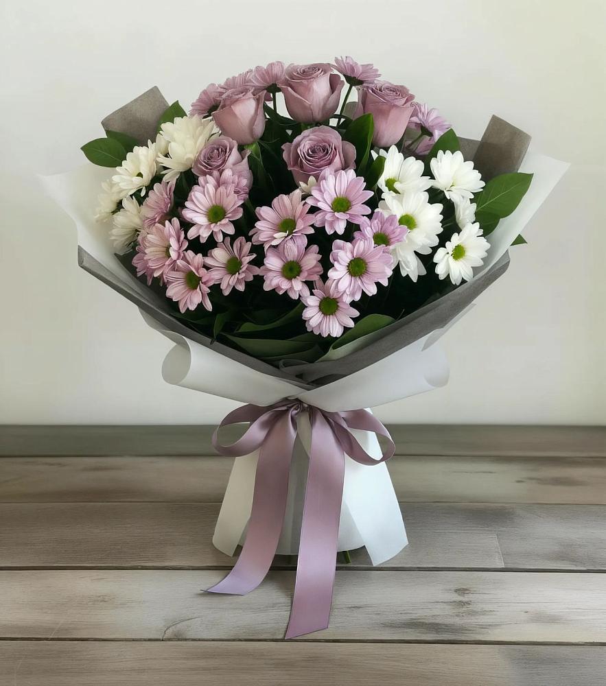 Букет цветов из: Хризантемы и Розы в Дмитровске