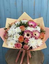Букет цветов из:  Розы, Герберы и Хризантемы в Дмитровске