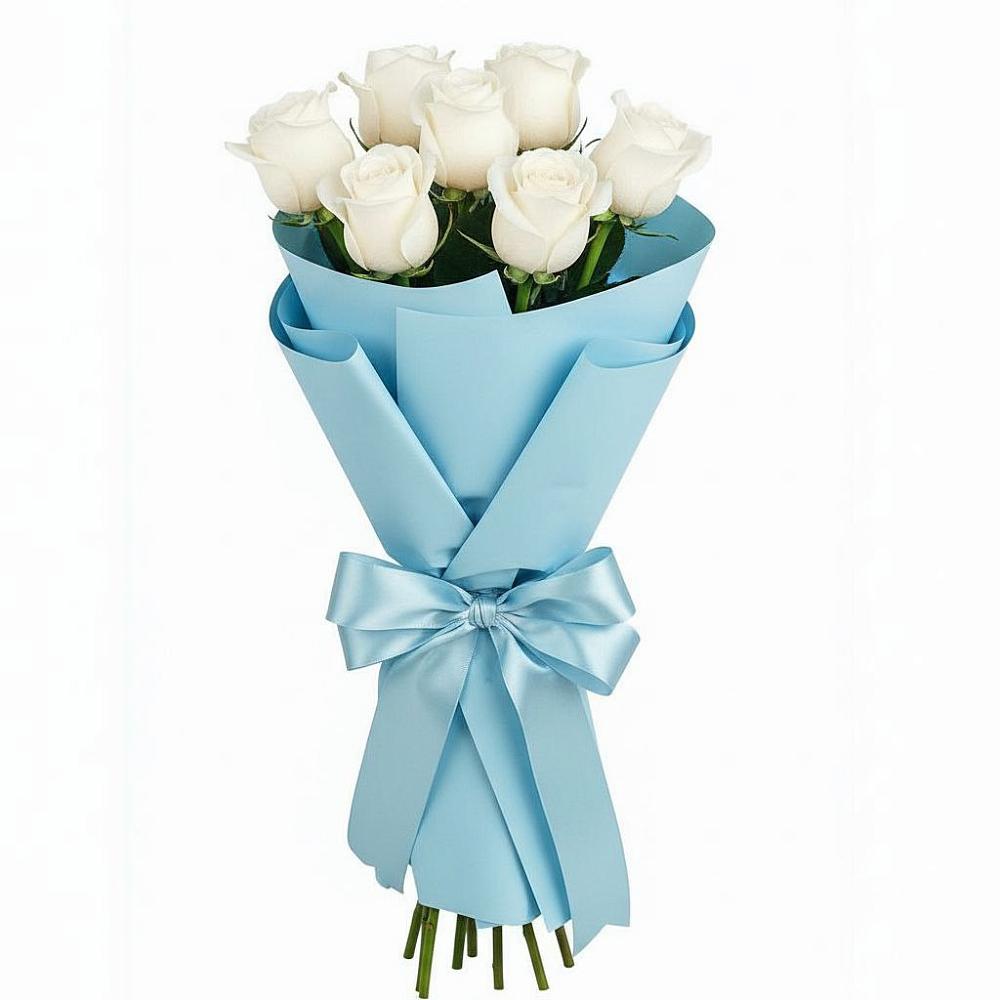 Букет 7 белых роз Проуд в Дмитровске