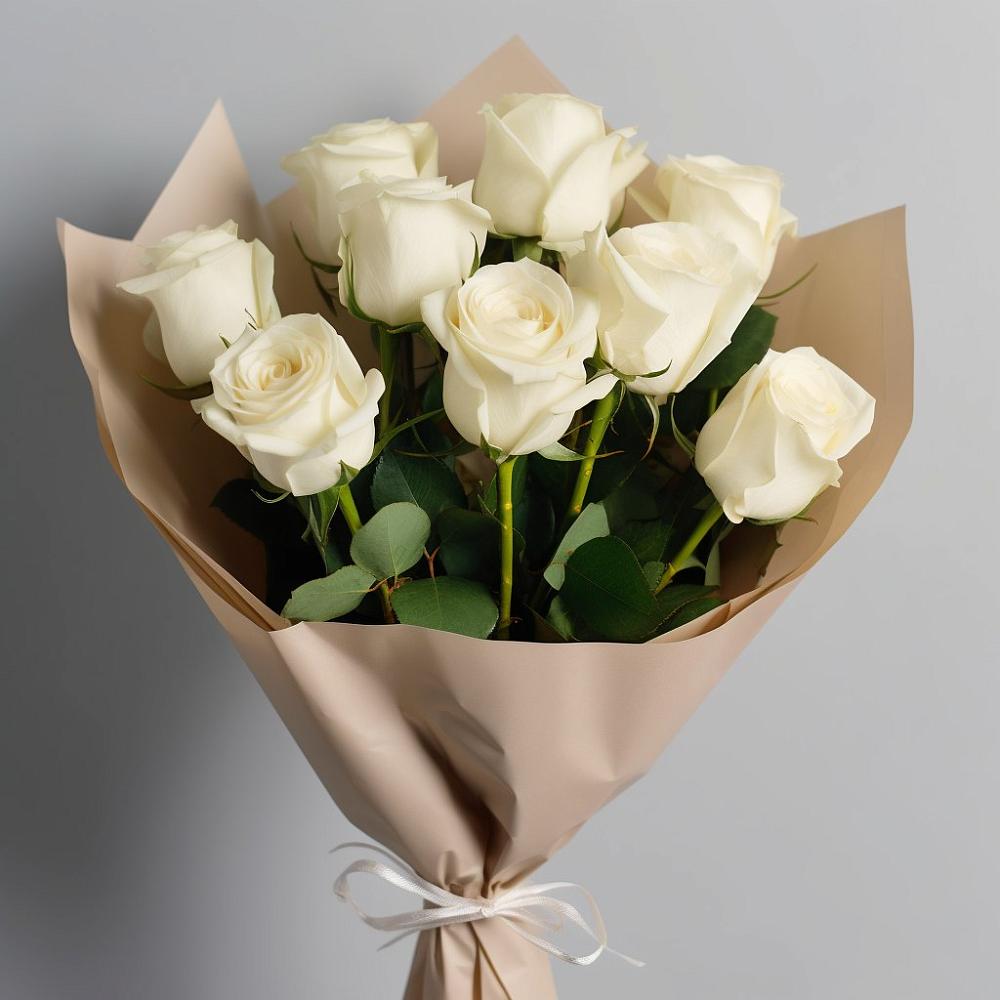 Букет 9 Белых роз Эдлесс Лав в Дмитровске