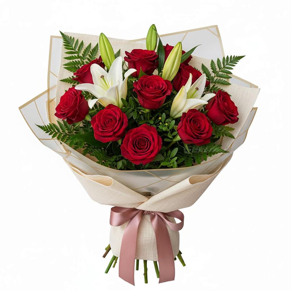 Букет цветов из: Лилии и Розы в Дмитровске