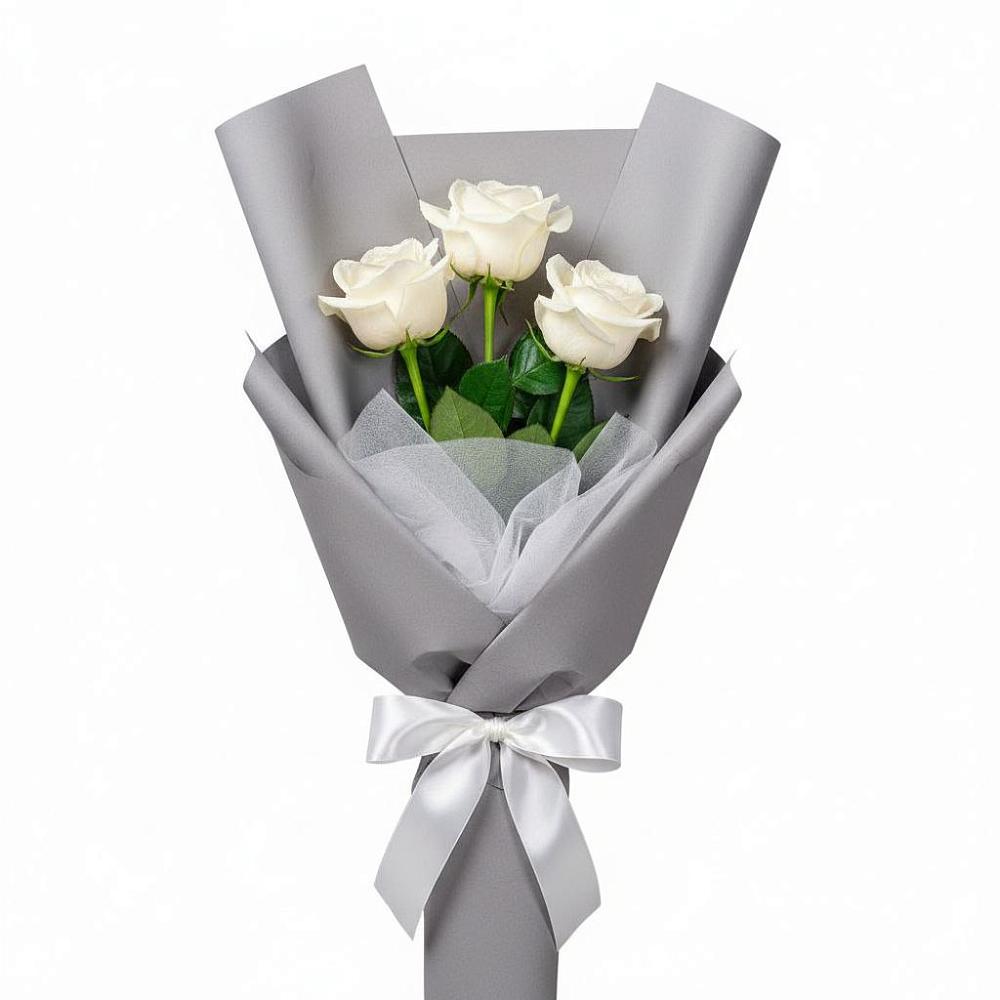 Букет 3 белые розы в Дмитровске