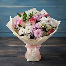 Букет цветов из:  Хризантемы, Альстромерии и Розы в Дмитровске