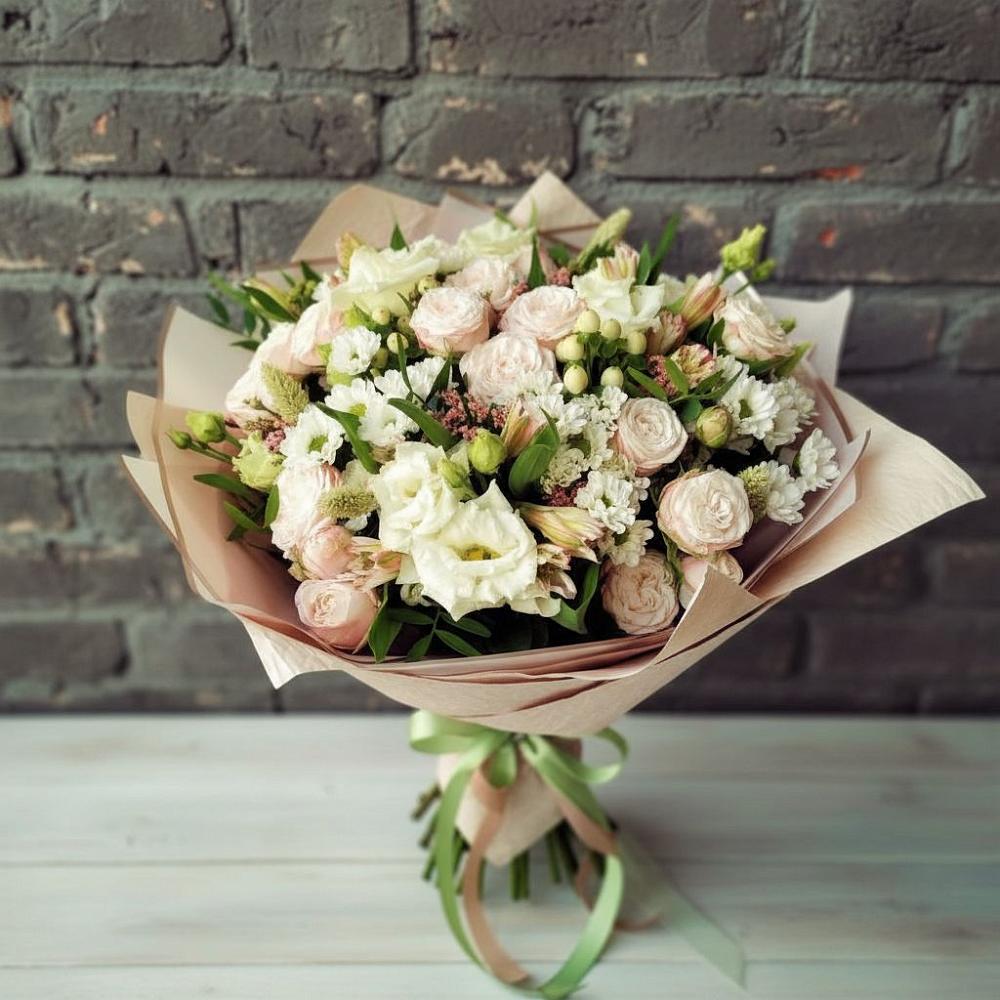 Букет цветов из: Альстромерии, Розы и Хризантемы в Дмитровске