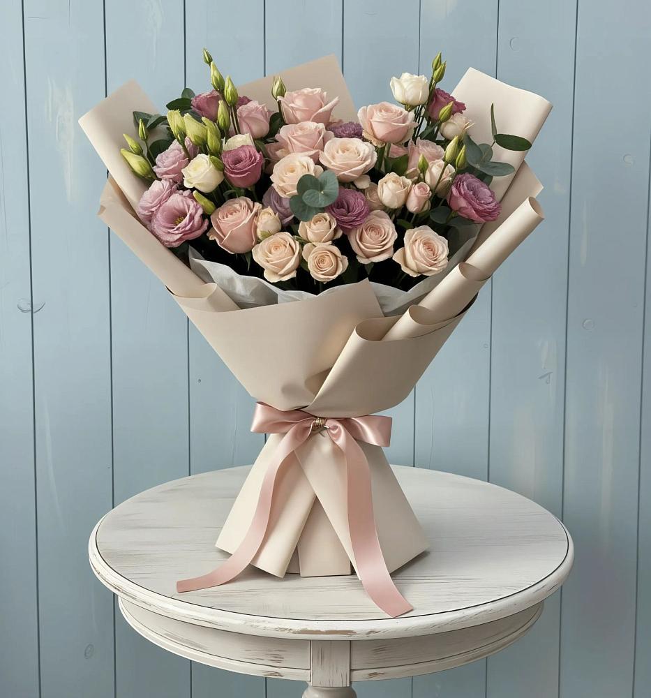 Букет цветов из: Розы и Лизиантусы в Дмитровске