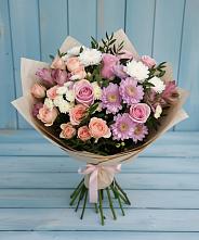 Букет цветов из:  Хризантемы, Розы и Альстромерии #REPLACE_PRED# Дмитровске