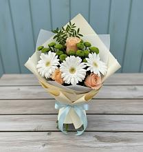 Букет цветов из:  Герберы, Розы и Хризантемы в Дмитровске